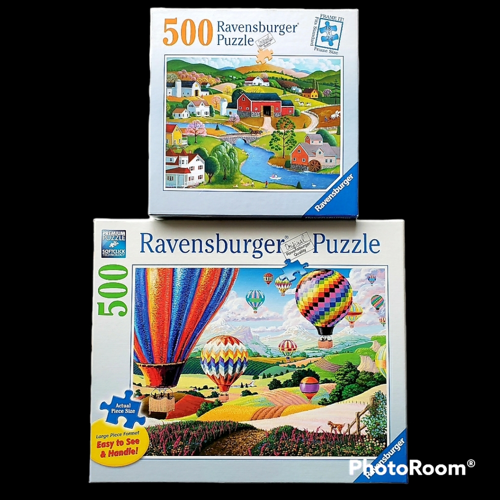 Ravensburger Puzzles 500 Brilliant Balloons Large Piece & Riverside Picnic